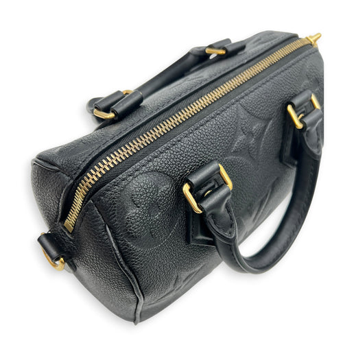 Speedy Bandouliere Top Handle Bag 20 Black in Empreinte Leather, Gold hardware