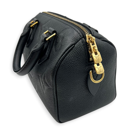 Speedy Bandouliere Top Handle Bag 20 Black in Empreinte Leather, Gold hardware