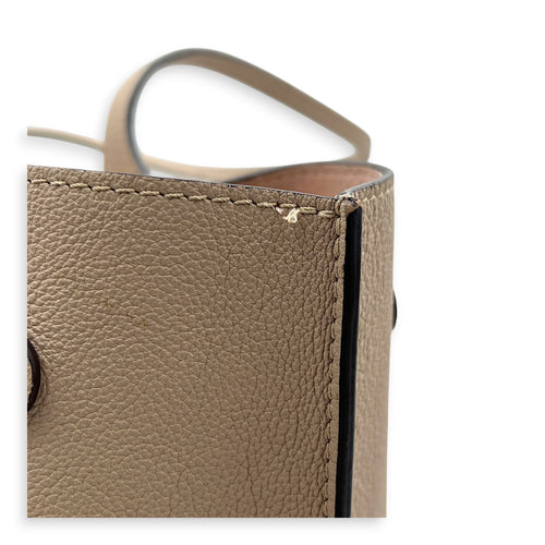 Lock Me Tote Bag Beige in Calfskin, Gold hardware