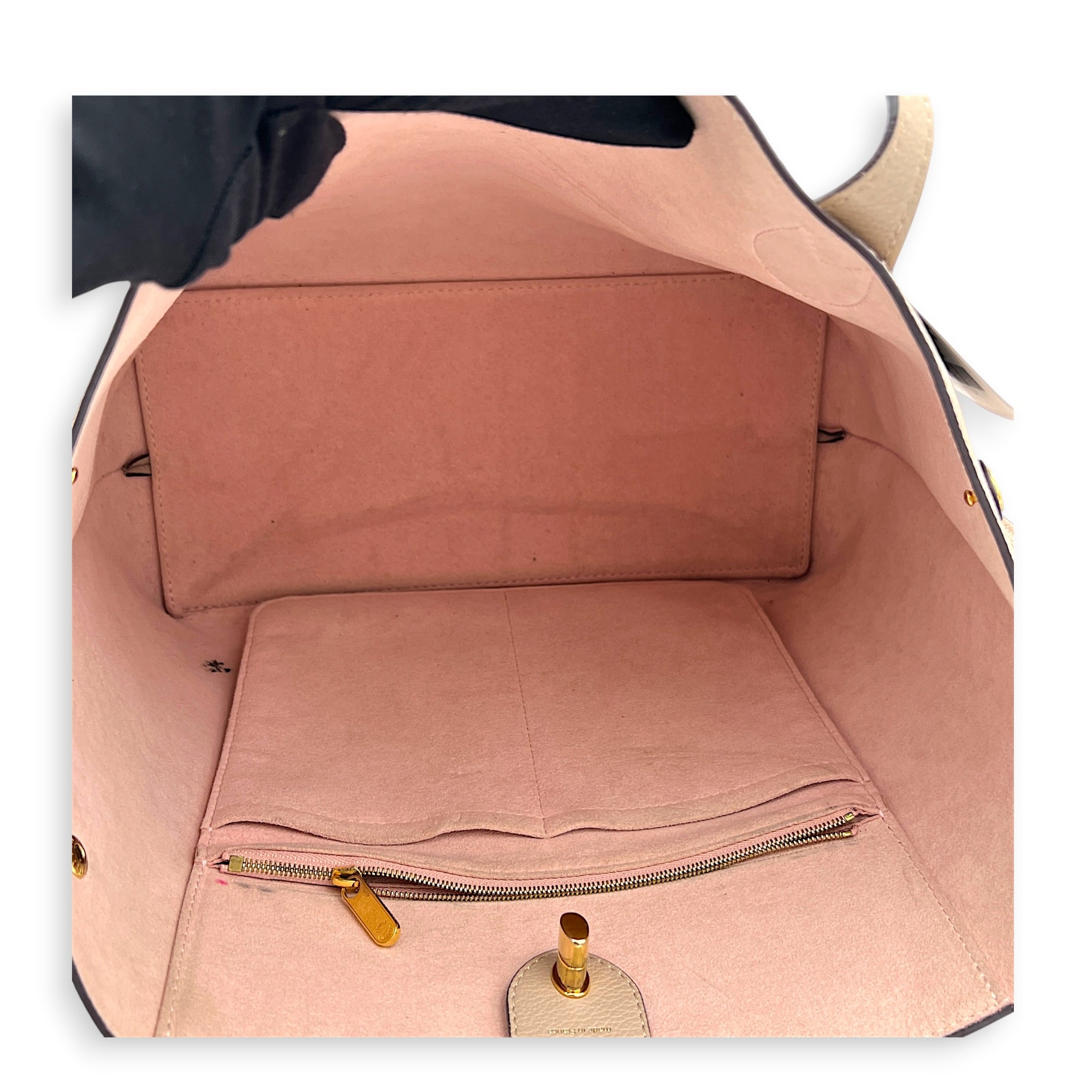 Lock Me Tote Bag Beige in Calfskin, Gold hardware
