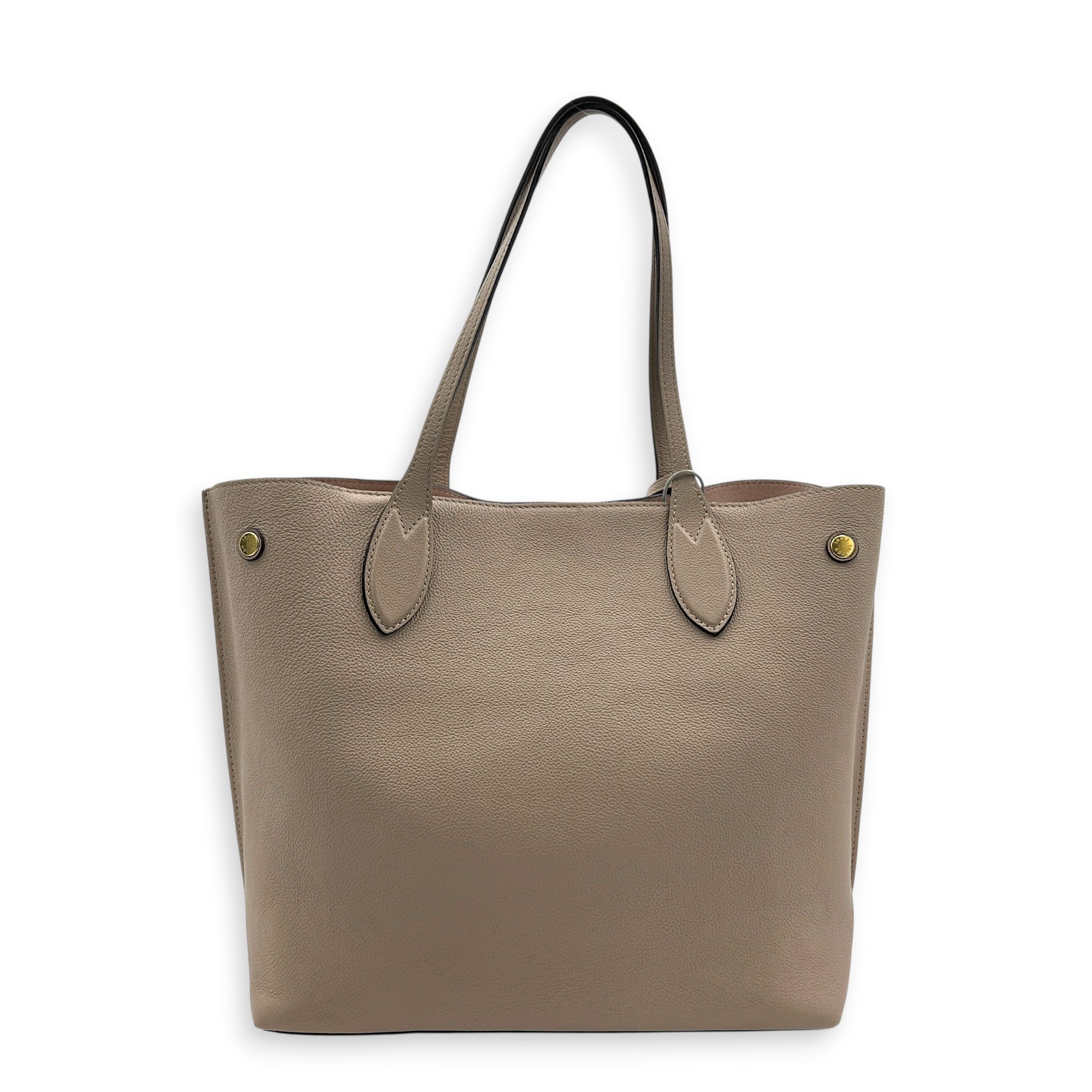 Lock Me Tote Bag Beige in Calfskin, Gold hardware