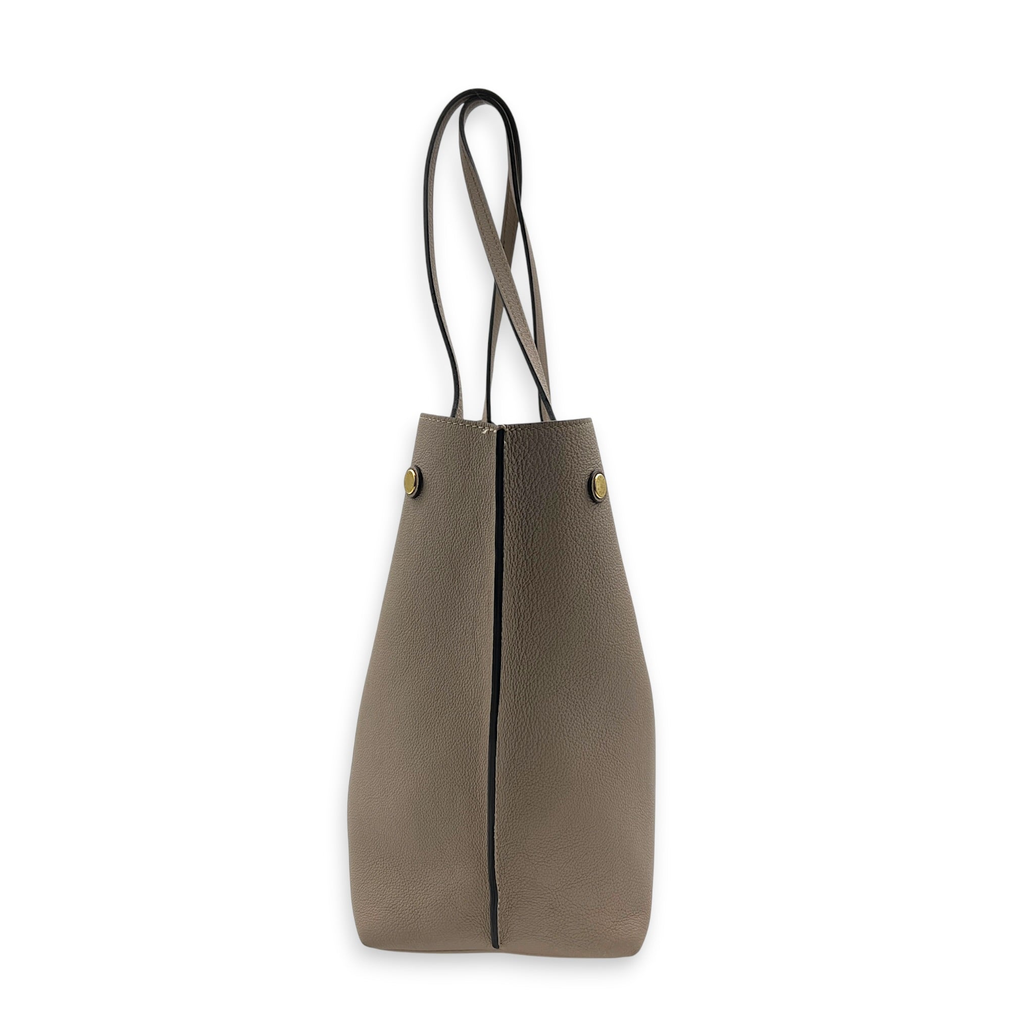 Lock Me Tote Bag Beige in Calfskin, Gold hardware