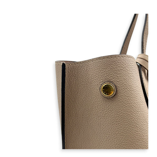 Lock Me Tote Bag Beige in Calfskin, Gold hardware