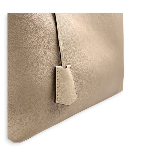 Lock Me Tote Bag Beige in Calfskin, Gold hardware