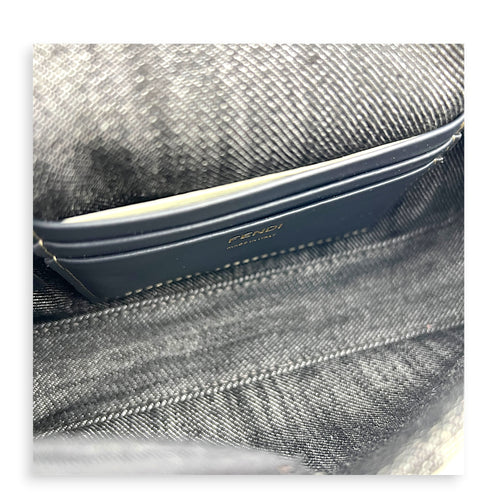 Zucca Baguette Grey Shoulder Bag in Denim, Gold hardware