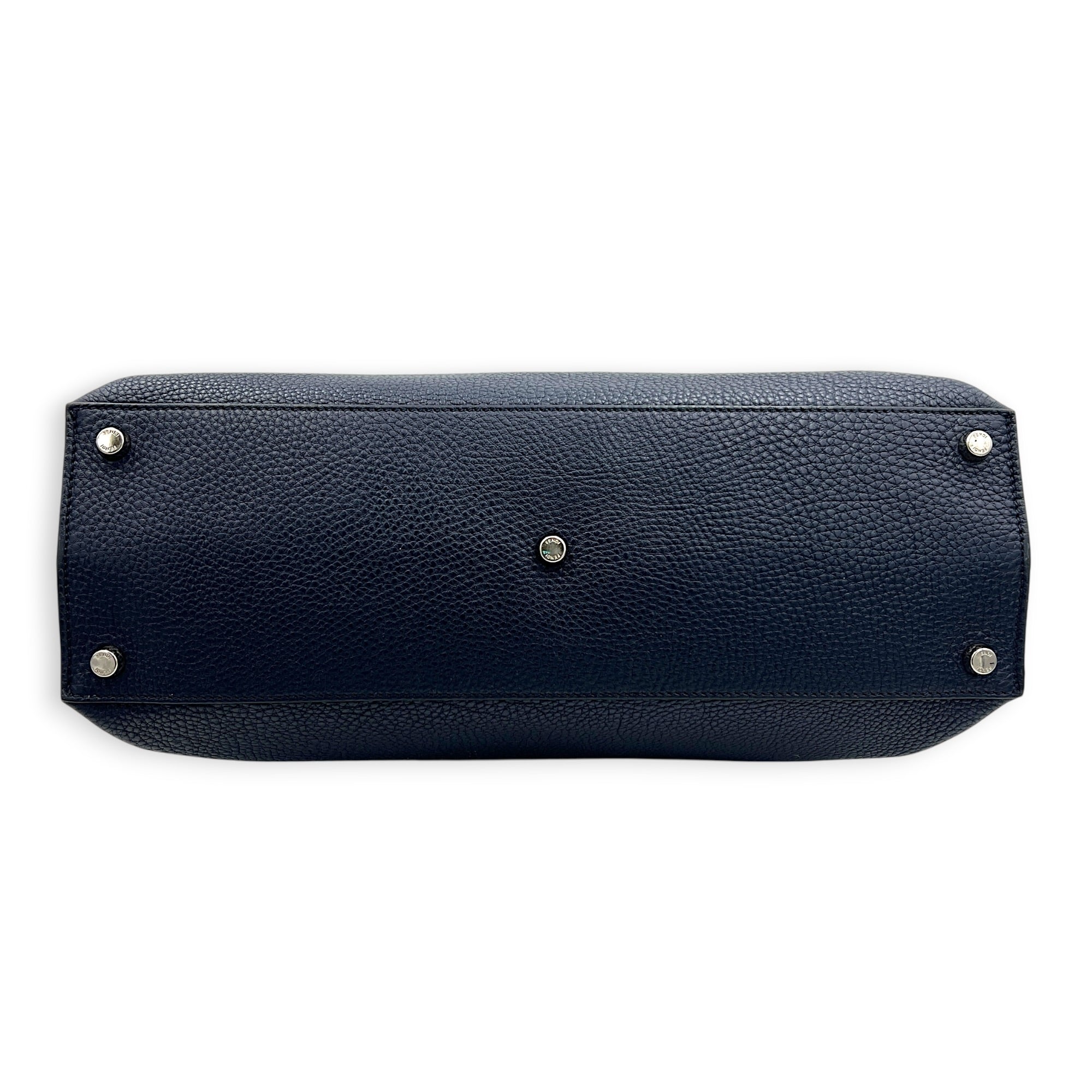 Peekaboo Iconic Essential Business Top Handle Bag Blue in Calfskin, Silver hardware