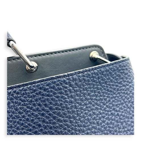 Peekaboo Iconic Essential Business Top Handle Bag Blue in Calfskin, Silver hardware