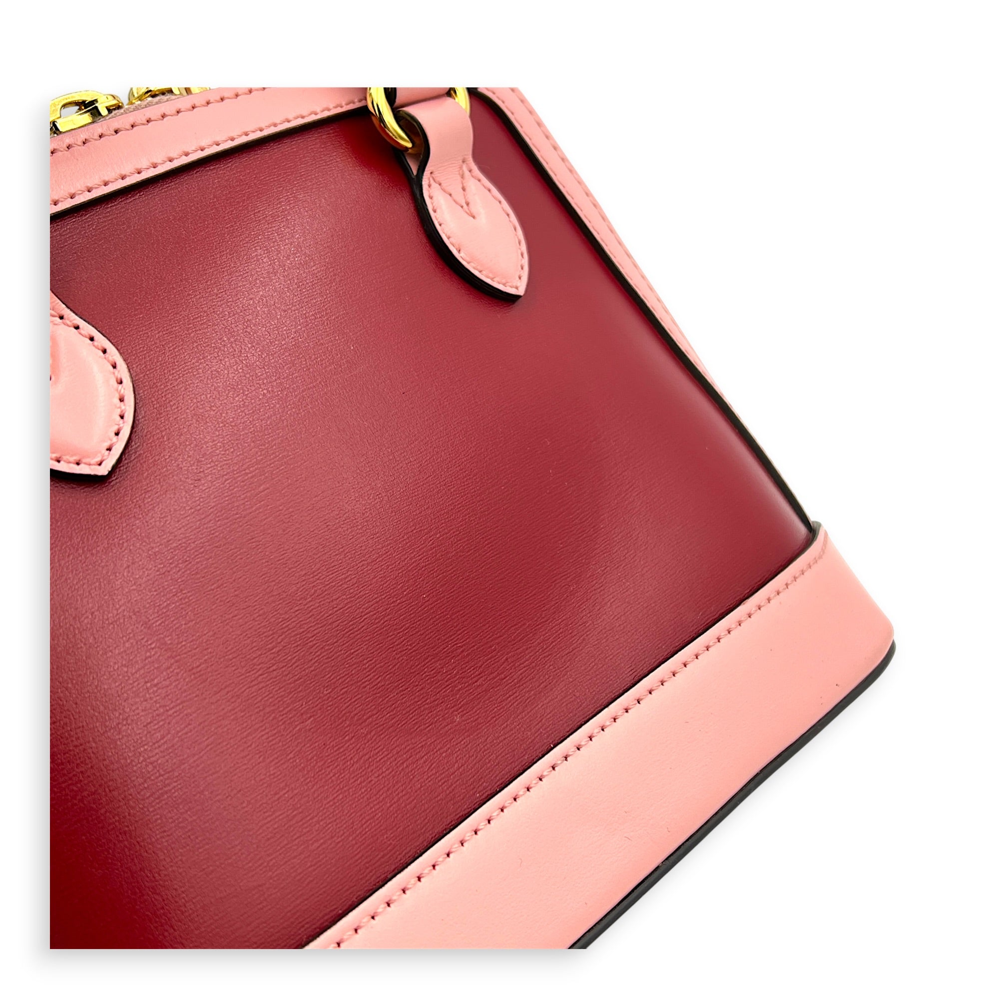 Horsebit 1955 Top Handle Bag Red in Calfskin, Gold hardware