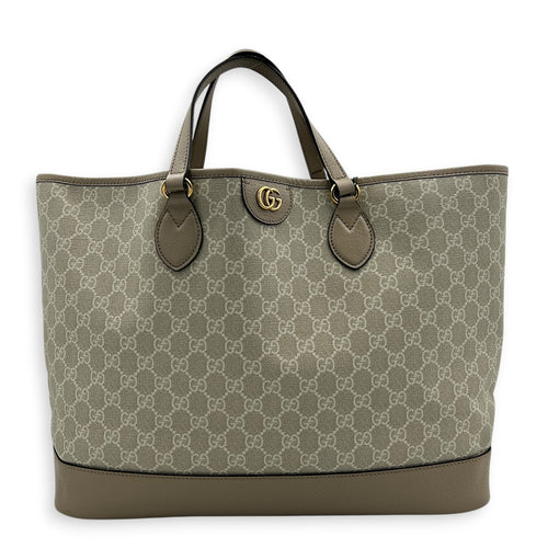 Ophidia Tote Bag Beige in Coated Canvas, Gold hardware