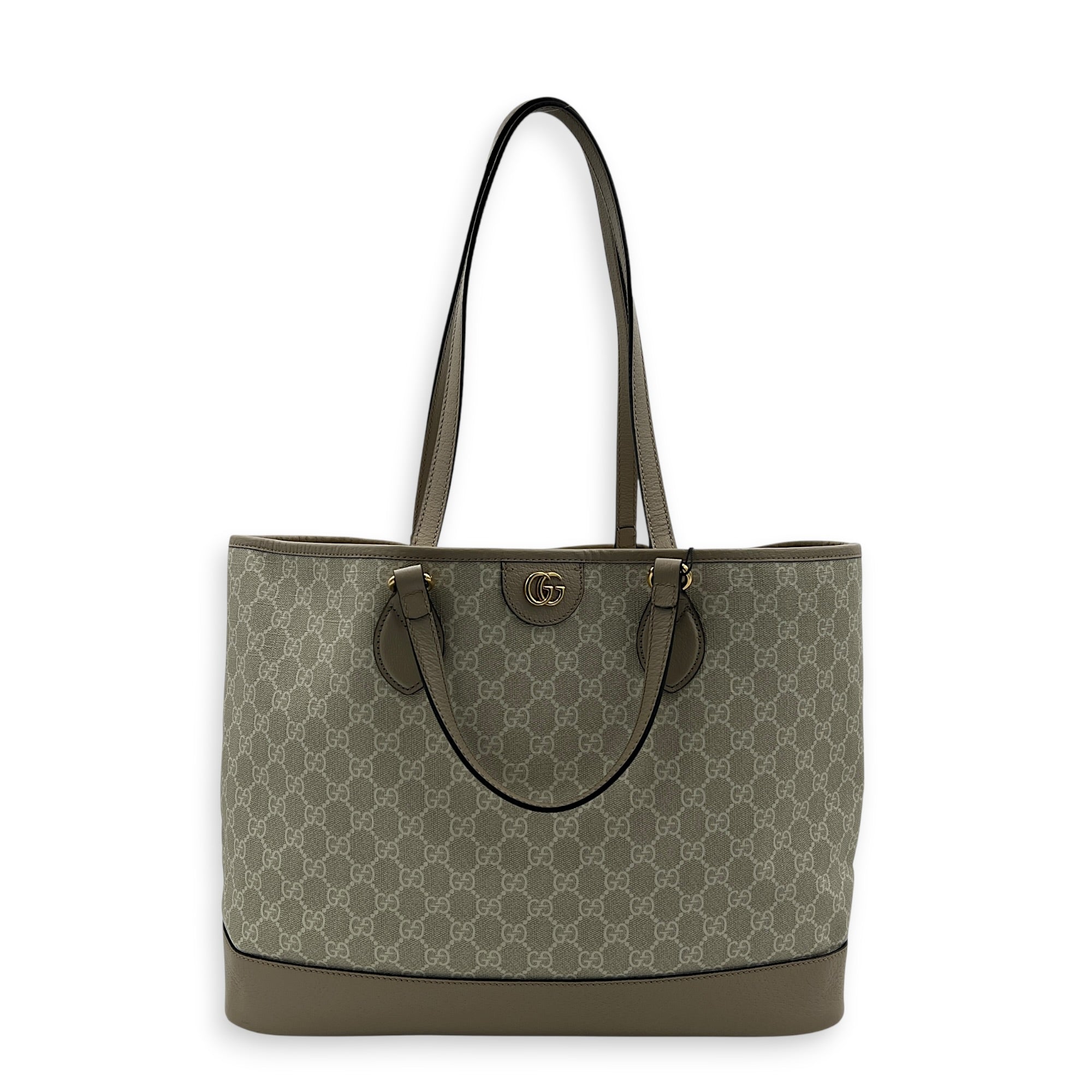 Ophidia Tote Bag Beige in Coated Canvas, Gold hardware