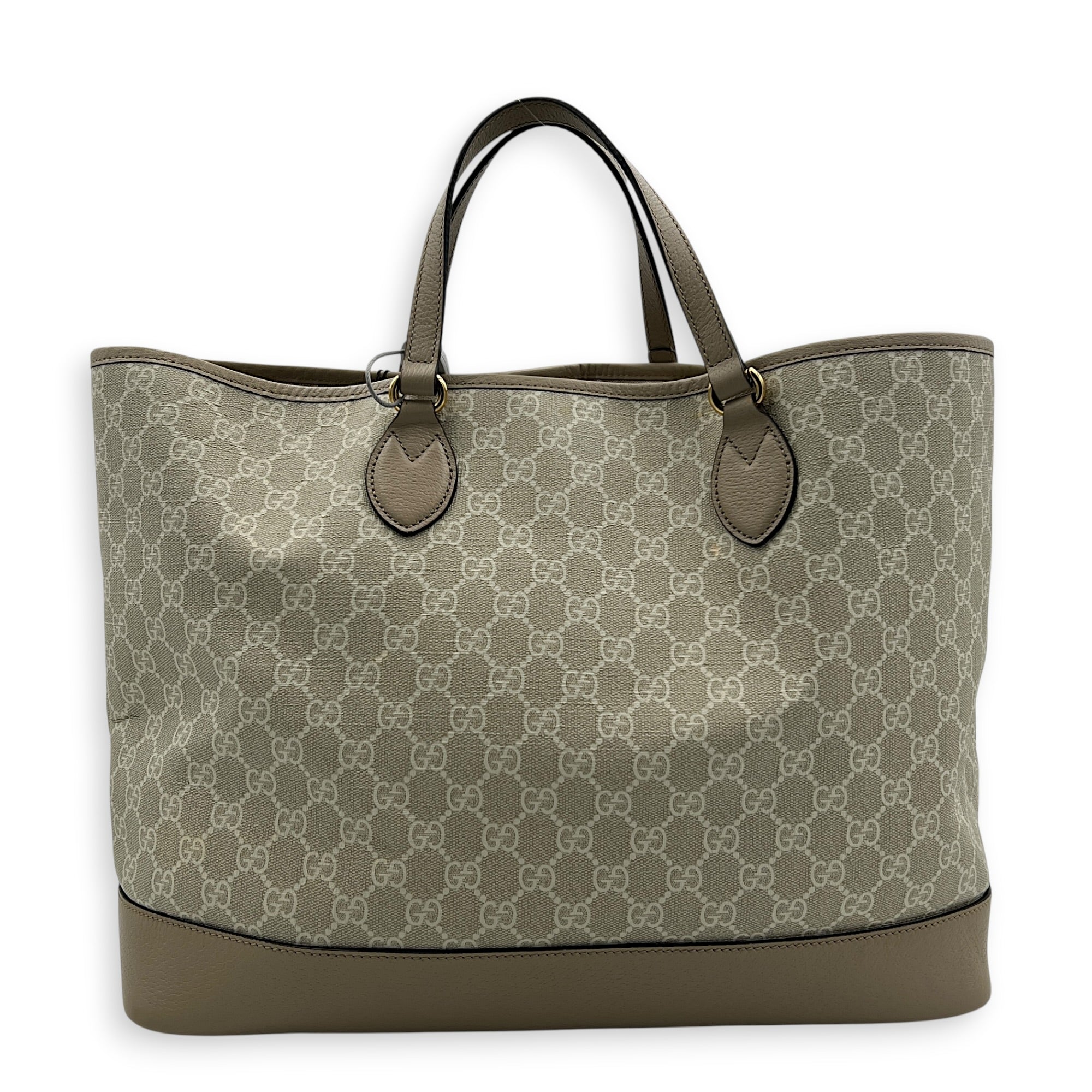 Ophidia Tote Bag Beige in Coated Canvas, Gold hardware
