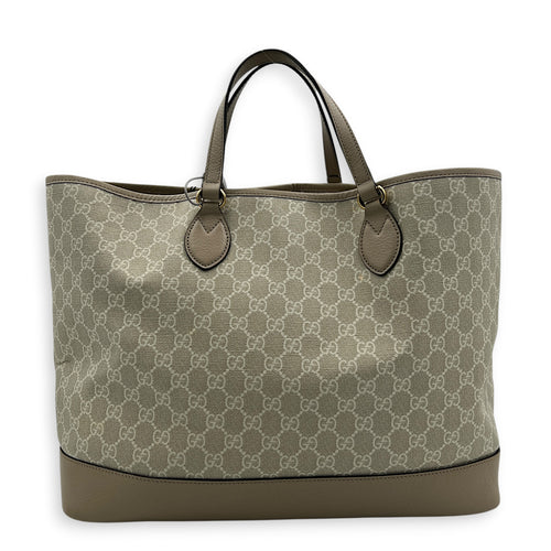 Ophidia Tote Bag Beige in Coated Canvas, Gold hardware