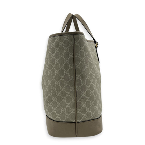 Ophidia Tote Bag Beige in Coated Canvas, Gold hardware