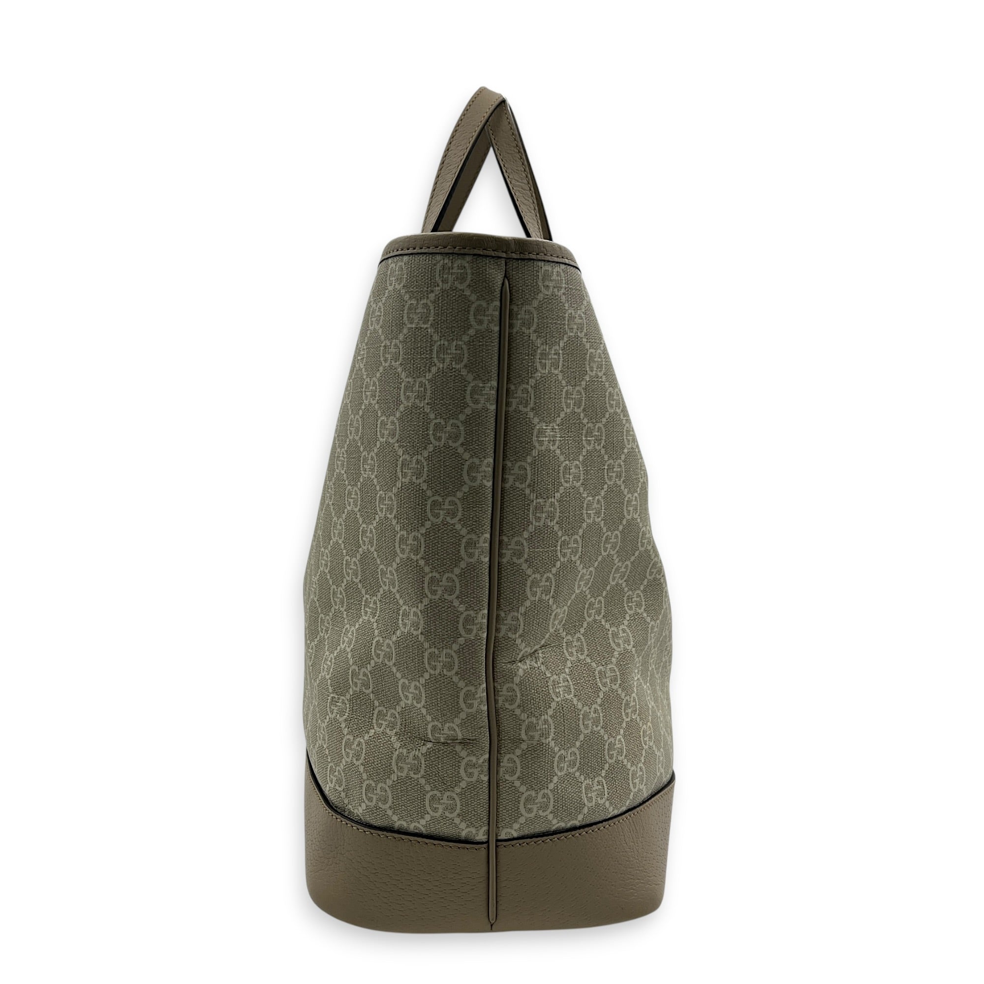 Ophidia Tote Bag Beige in Coated Canvas, Gold hardware