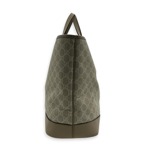 Ophidia Tote Bag Beige in Coated Canvas, Gold hardware