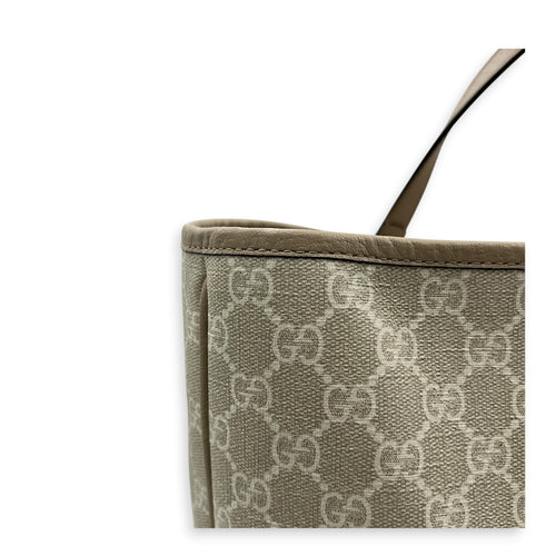 Ophidia Tote Bag Beige in Coated Canvas, Gold hardware