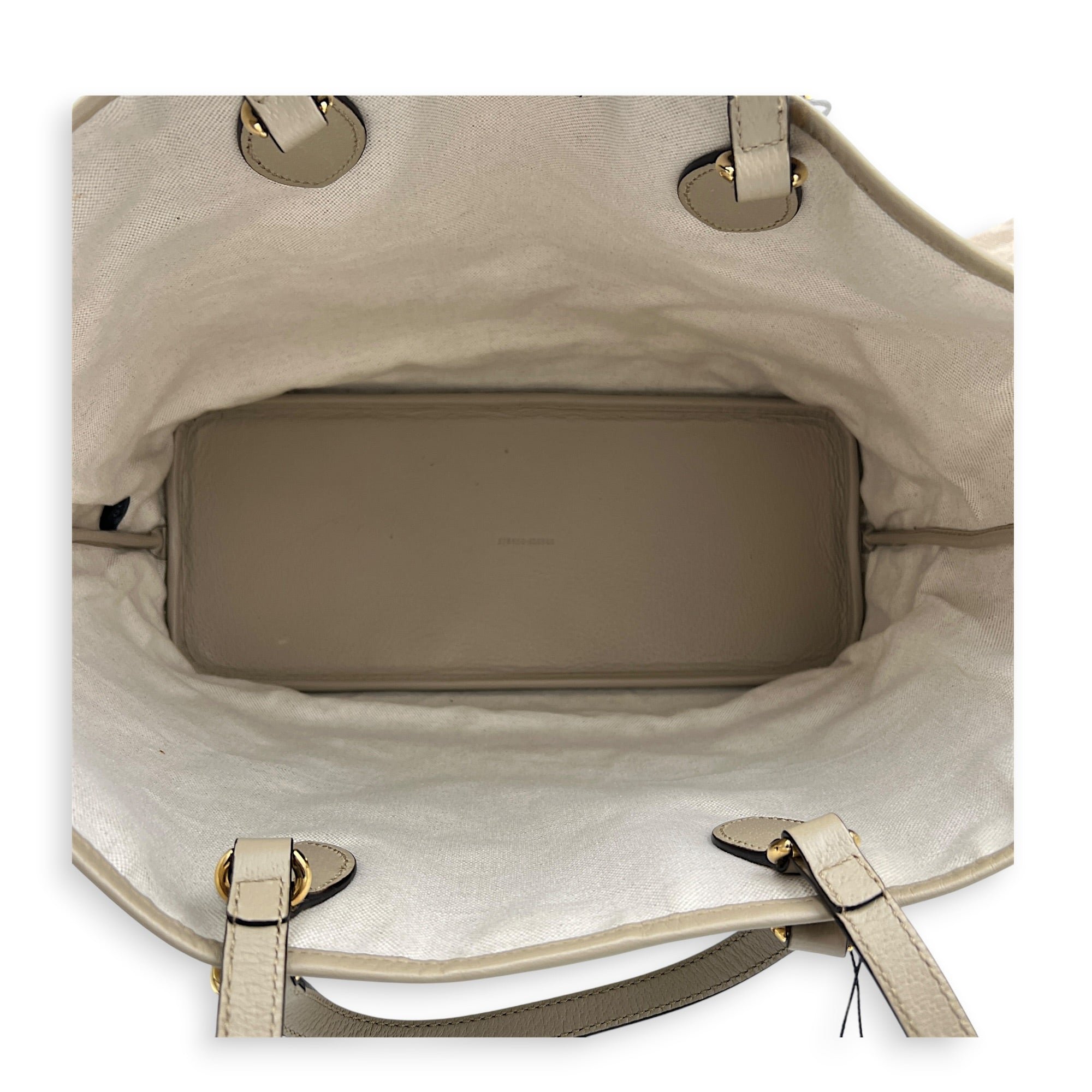 Ophidia Tote Bag Beige in Coated Canvas, Gold hardware