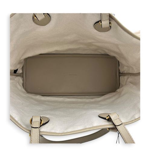 Ophidia Tote Bag Beige in Coated Canvas, Gold hardware