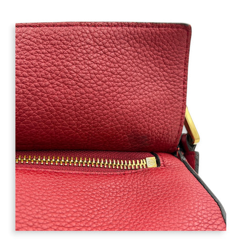 Puzzle Shoulder Bag Red in Calfskin, Gold hardware