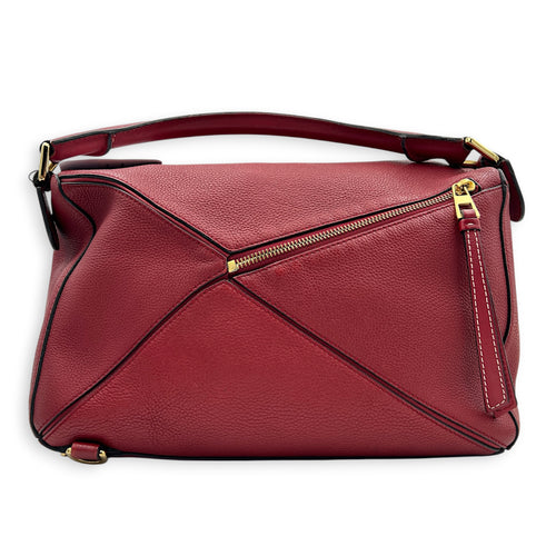 Puzzle Shoulder Bag Red in Calfskin, Gold hardware