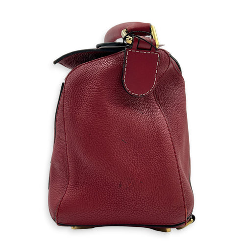 Puzzle Shoulder Bag Red in Calfskin, Gold hardware