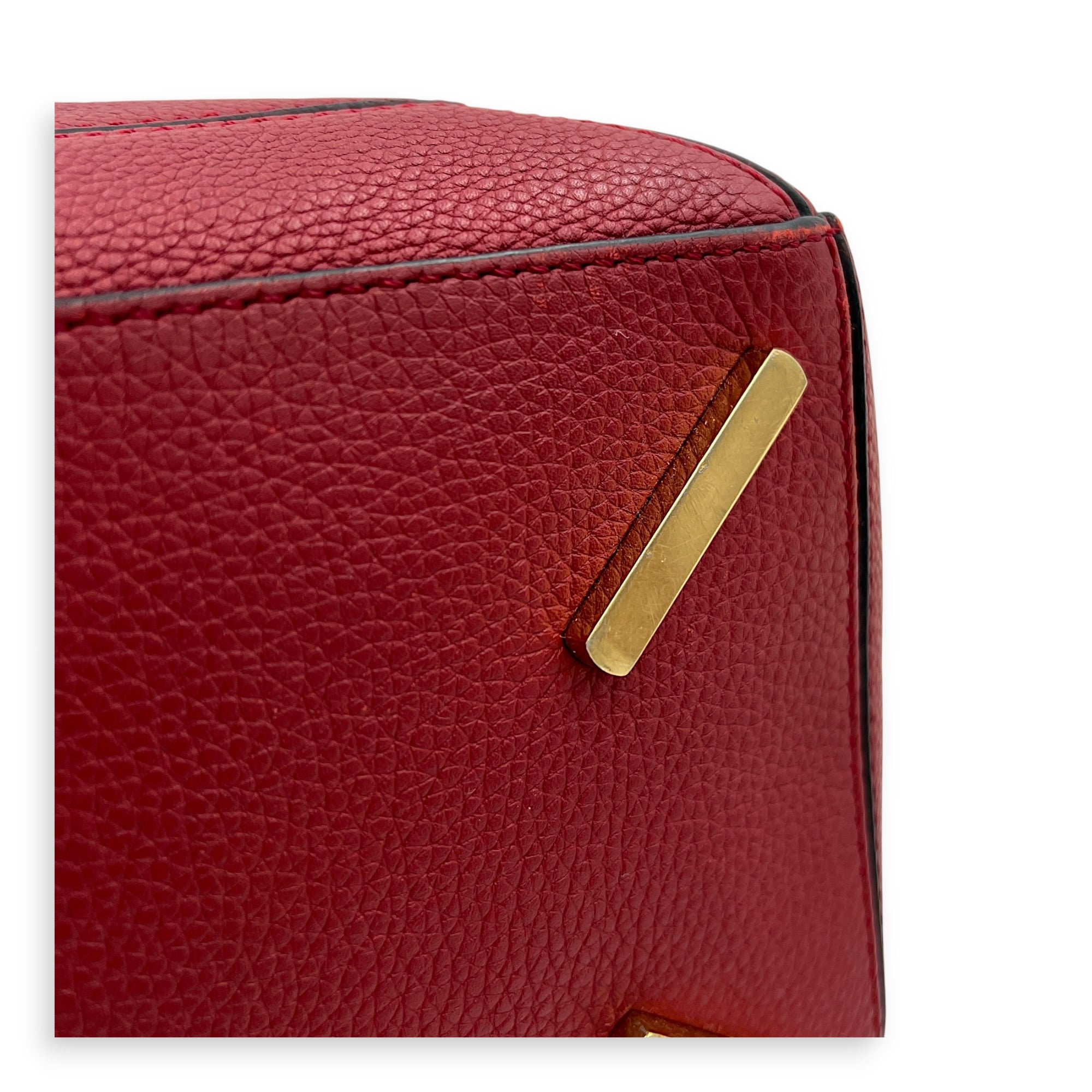 Puzzle Shoulder Bag Red in Calfskin, Gold hardware