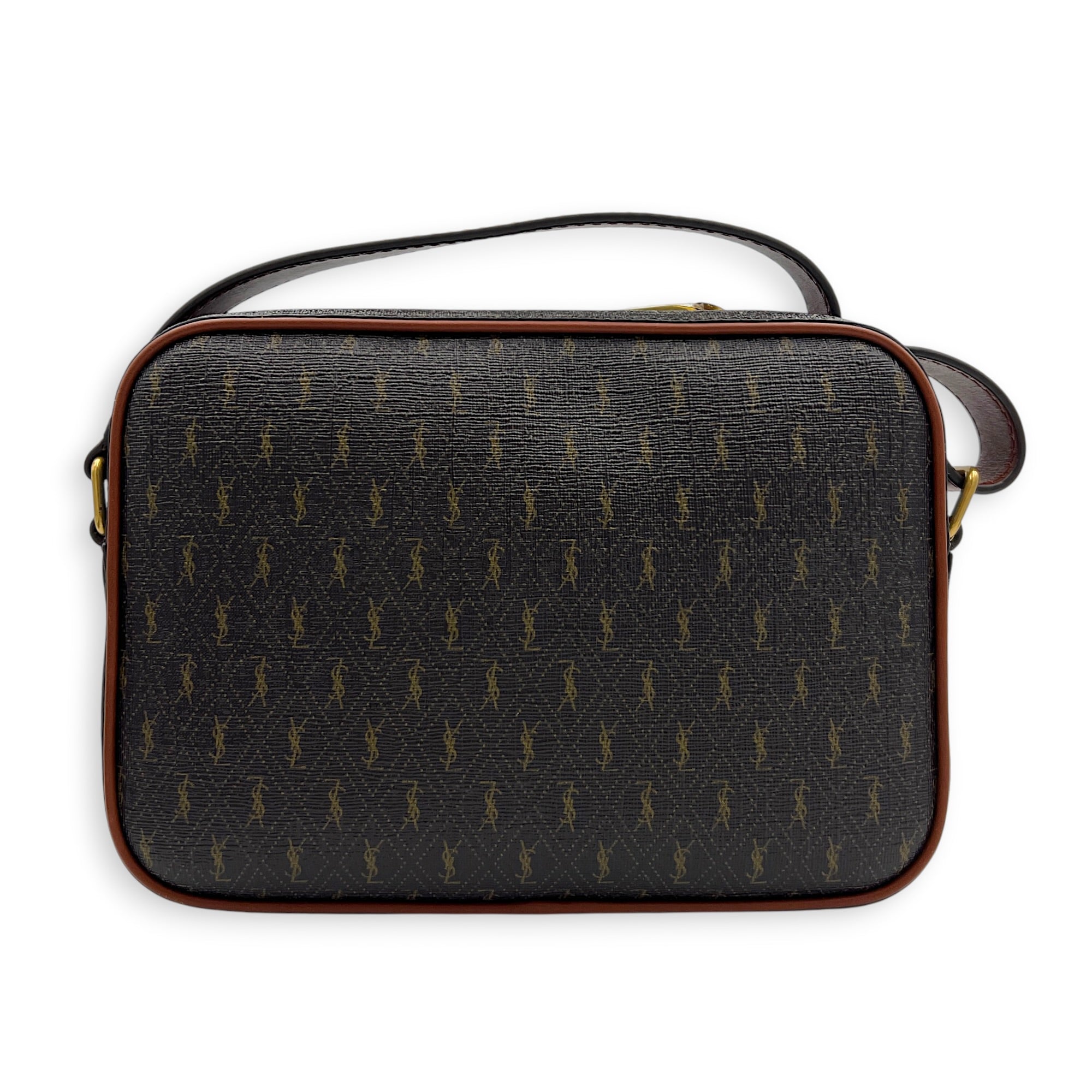 Le Monogram Shoulder Bag Brown in Coated Canvas, Gold hardware
