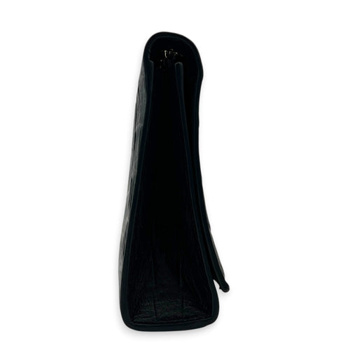 Kate Shoulder Bag Black in Crocodile Embossed Calfskin, Silver hardware