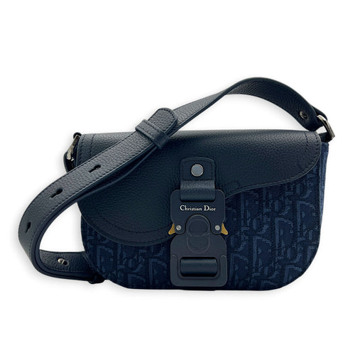 Saddle Blue Messenger in Canvas, Gold hardware