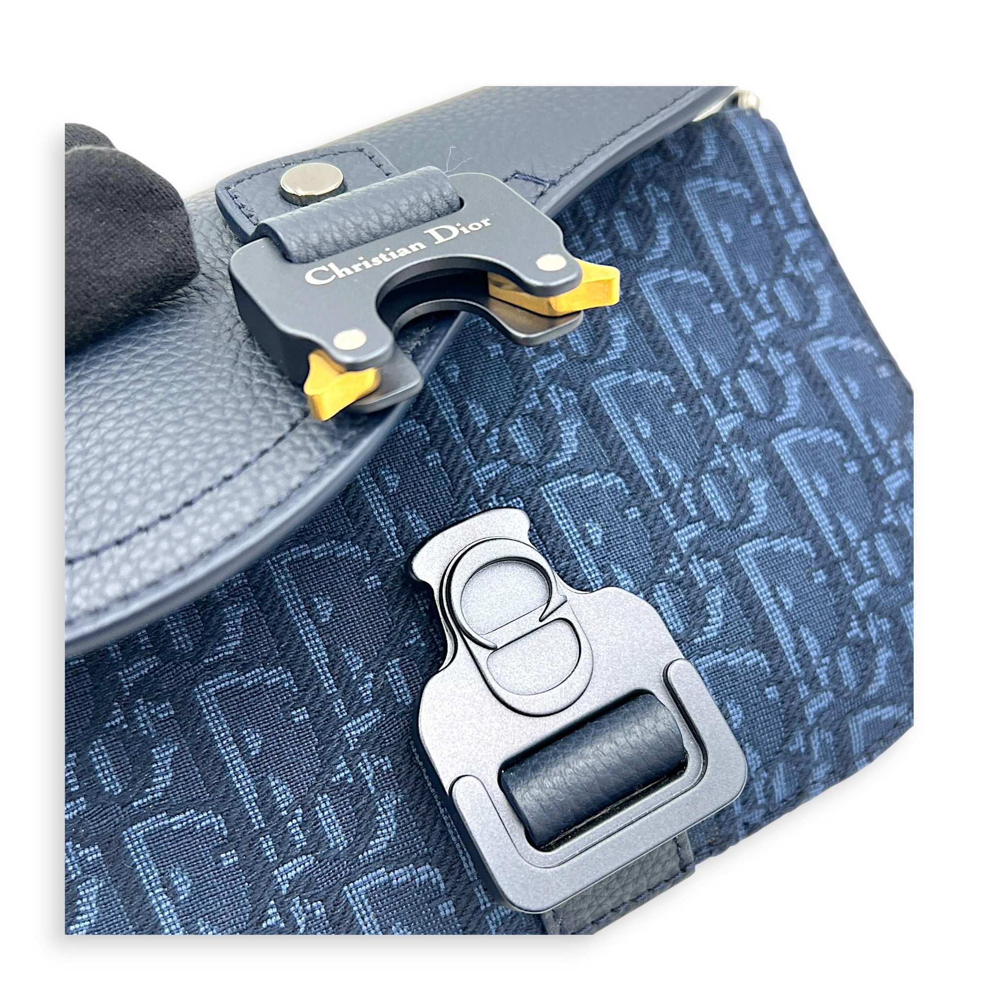 Saddle Blue Messenger in Canvas, Gold hardware