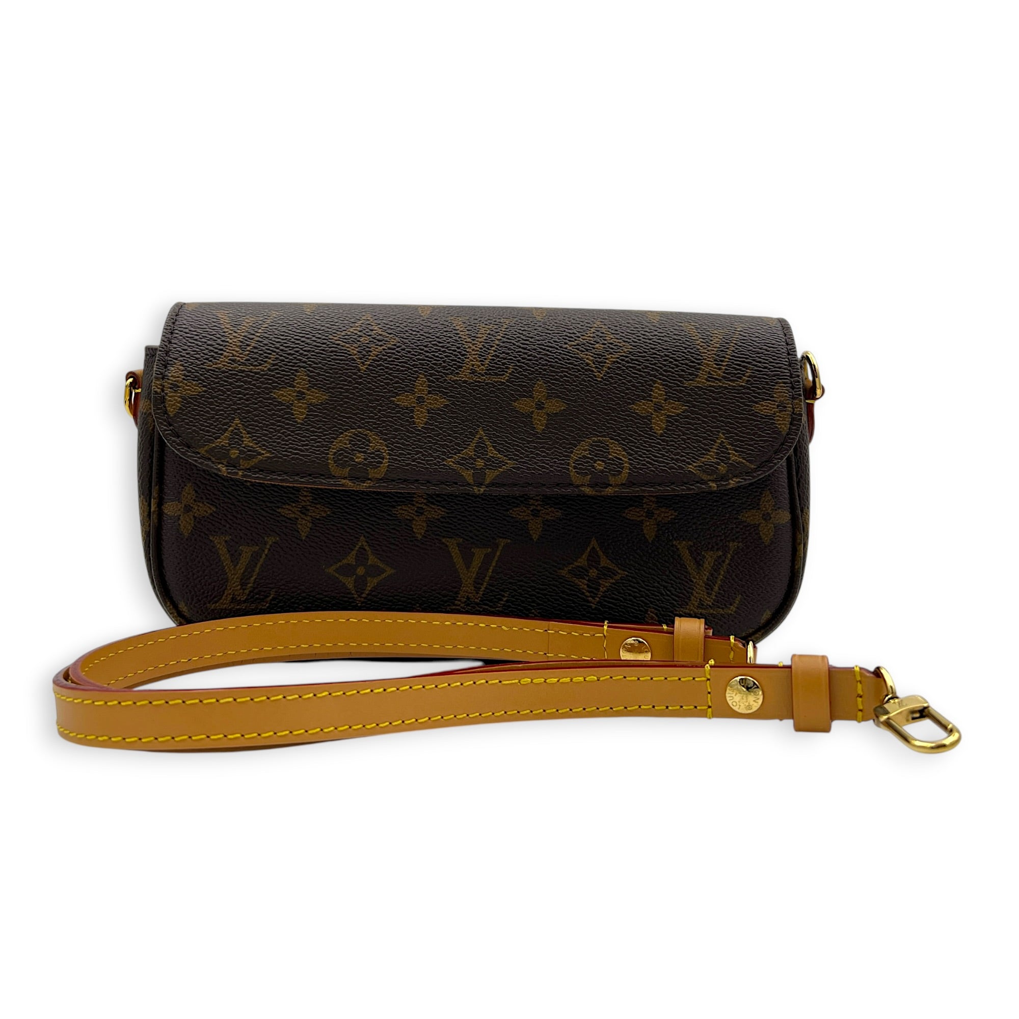Lily Wallet On Chain Brown in Monogram Coated Canvas, Gold hardware