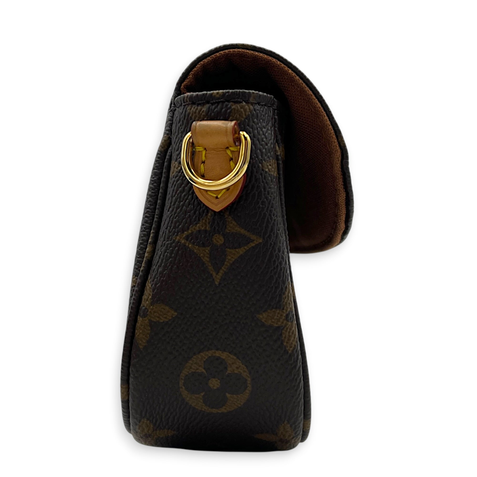 Lily Wallet On Chain Brown in Monogram Coated Canvas, Gold hardware
