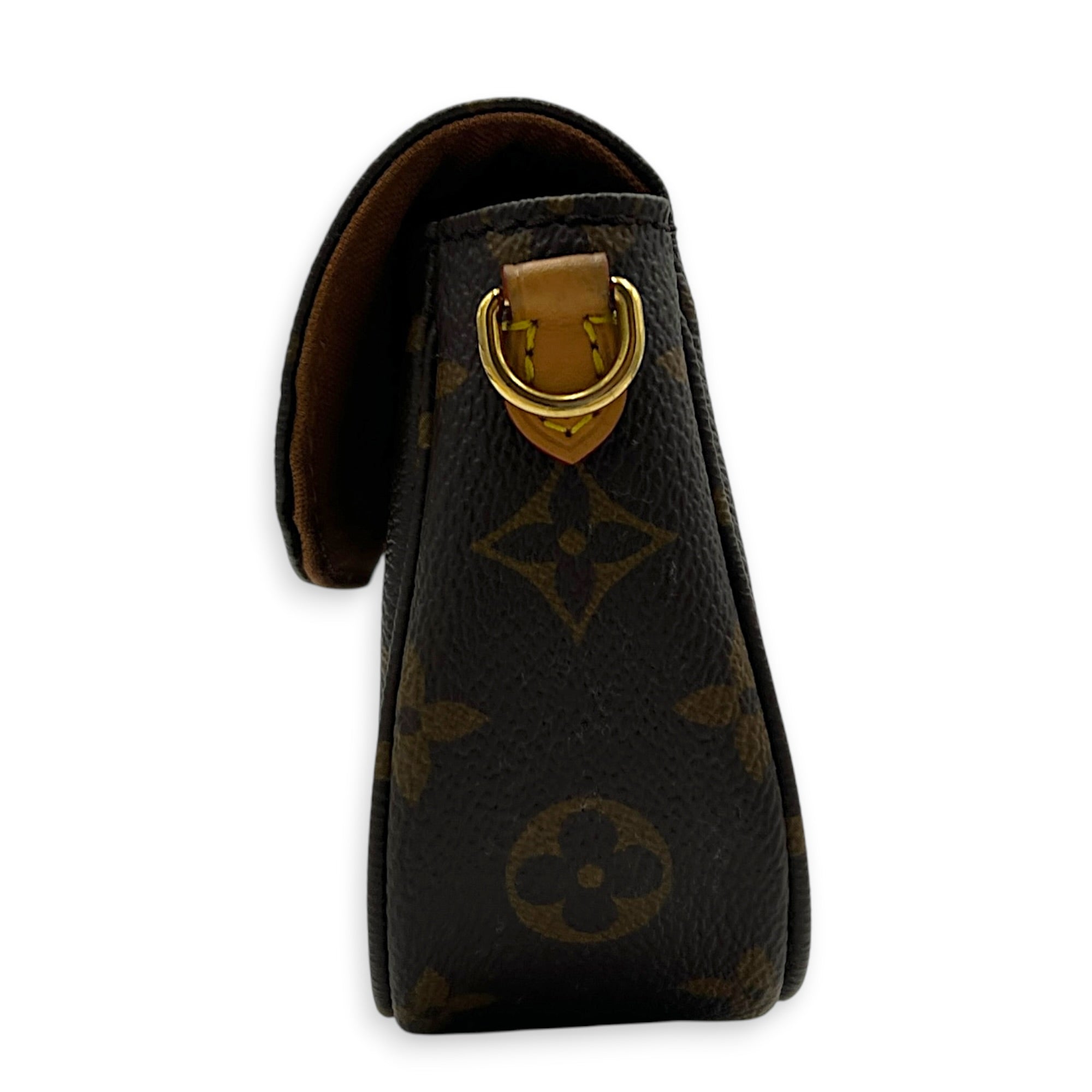 Lily Wallet On Chain Brown in Monogram Coated Canvas, Gold hardware