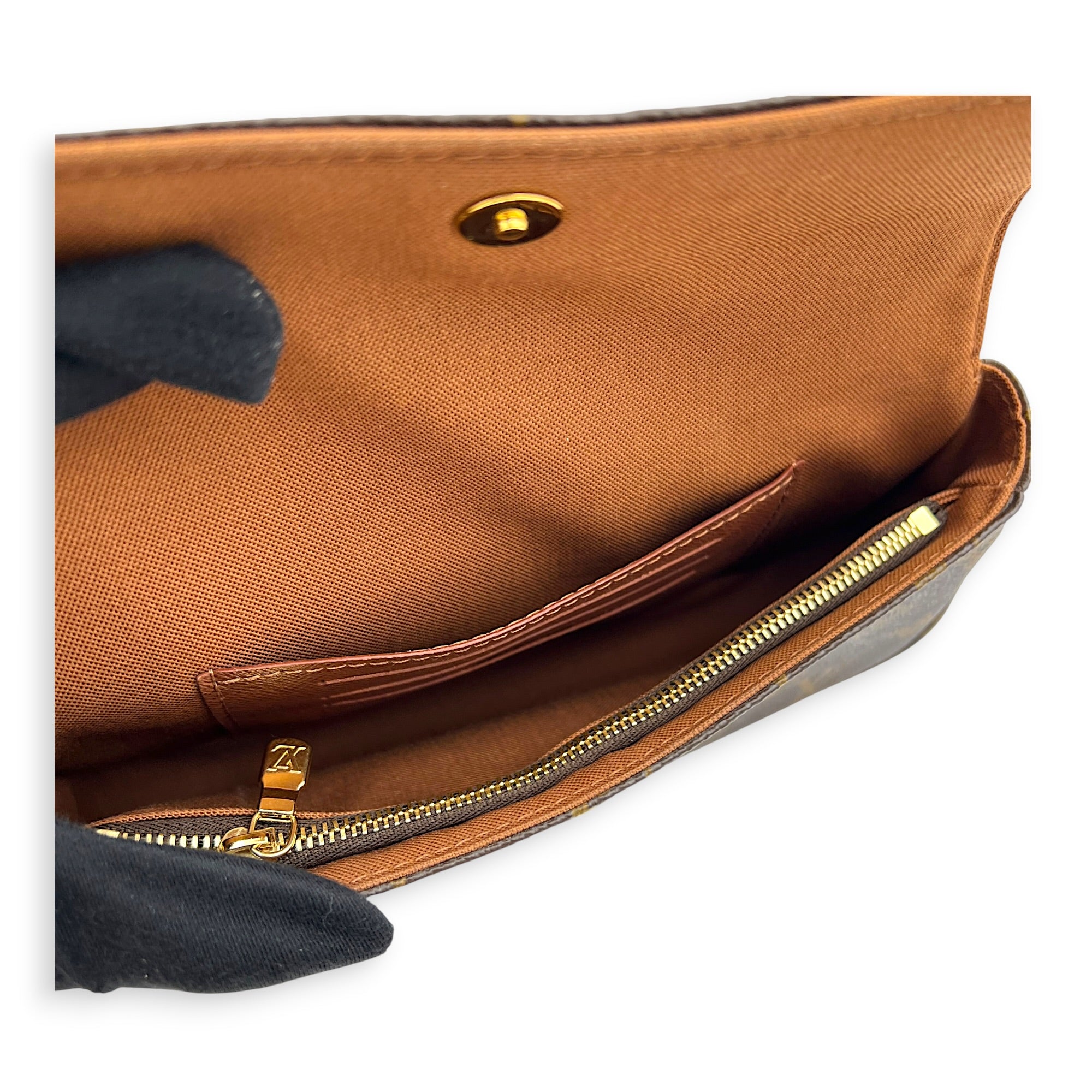 Lily Wallet On Chain Brown in Monogram Coated Canvas, Gold hardware