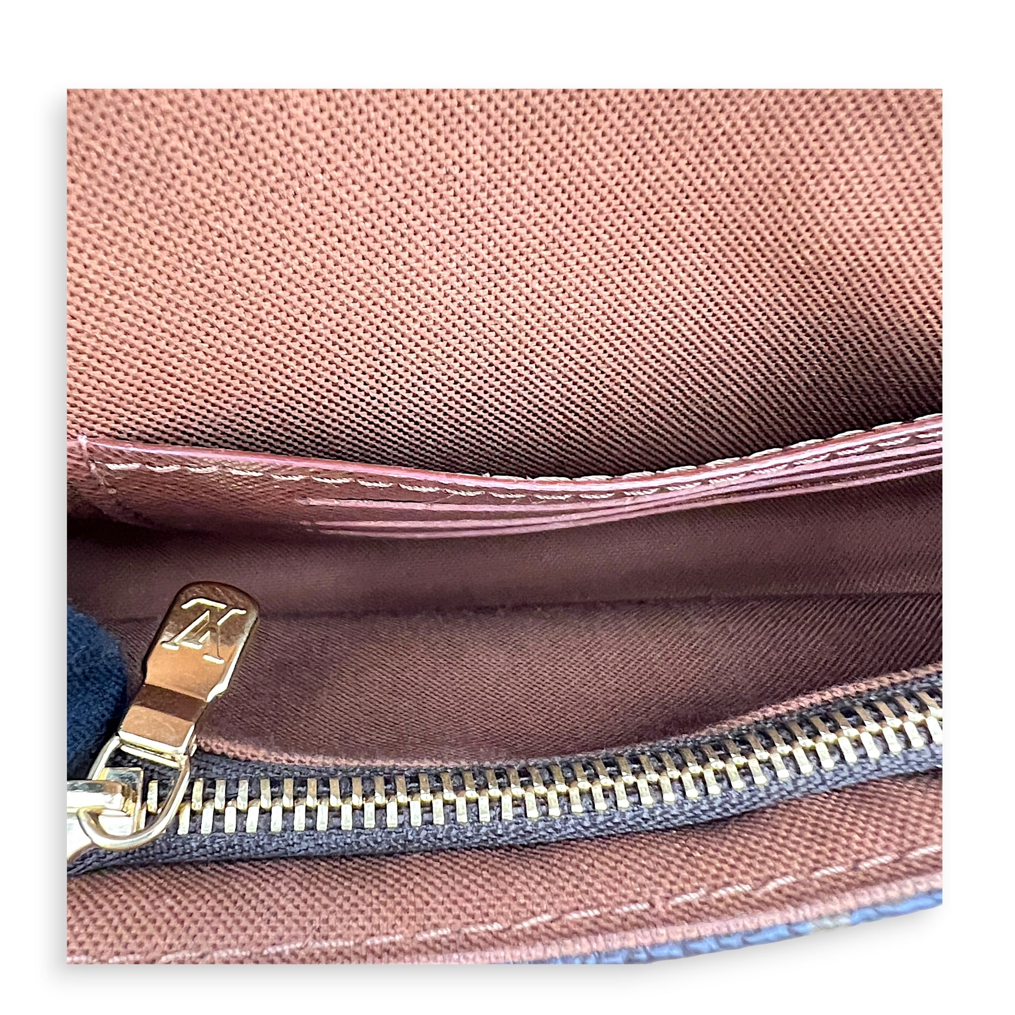 Lily Wallet On Chain Brown in Monogram Coated Canvas, Gold hardware