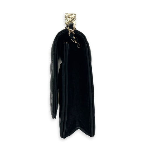CC Top Handle Wallet On Chain Black in Lambskin, Gold hardware
