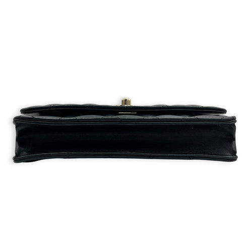 CC Top Handle Wallet On Chain Black in Lambskin, Gold hardware