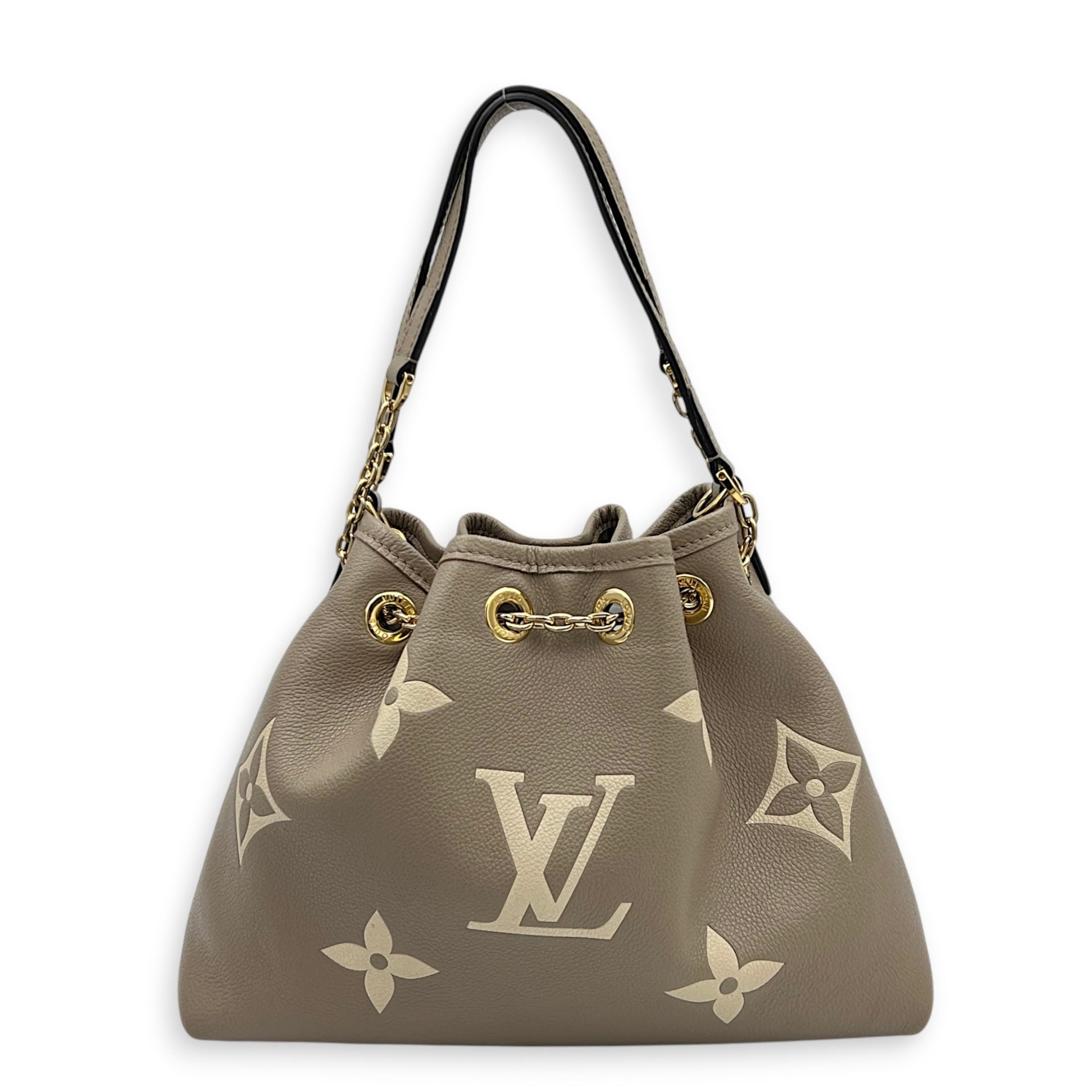 Bundle Bucket Bag Beige in Empreinte Leather, Gold hardware