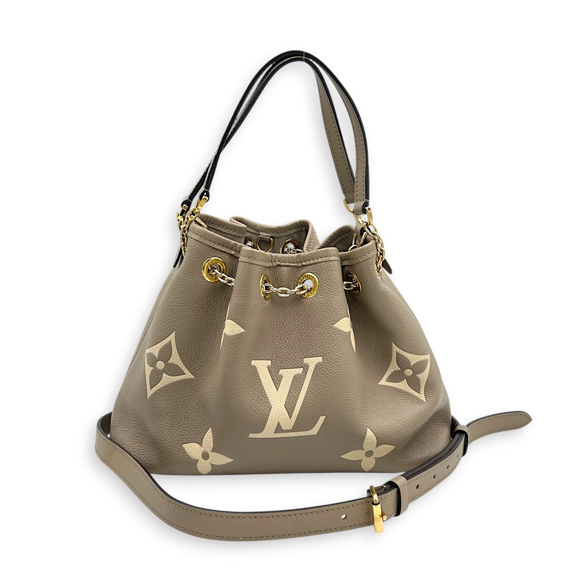 Bundle Bucket Bag Beige in Empreinte Leather, Gold hardware