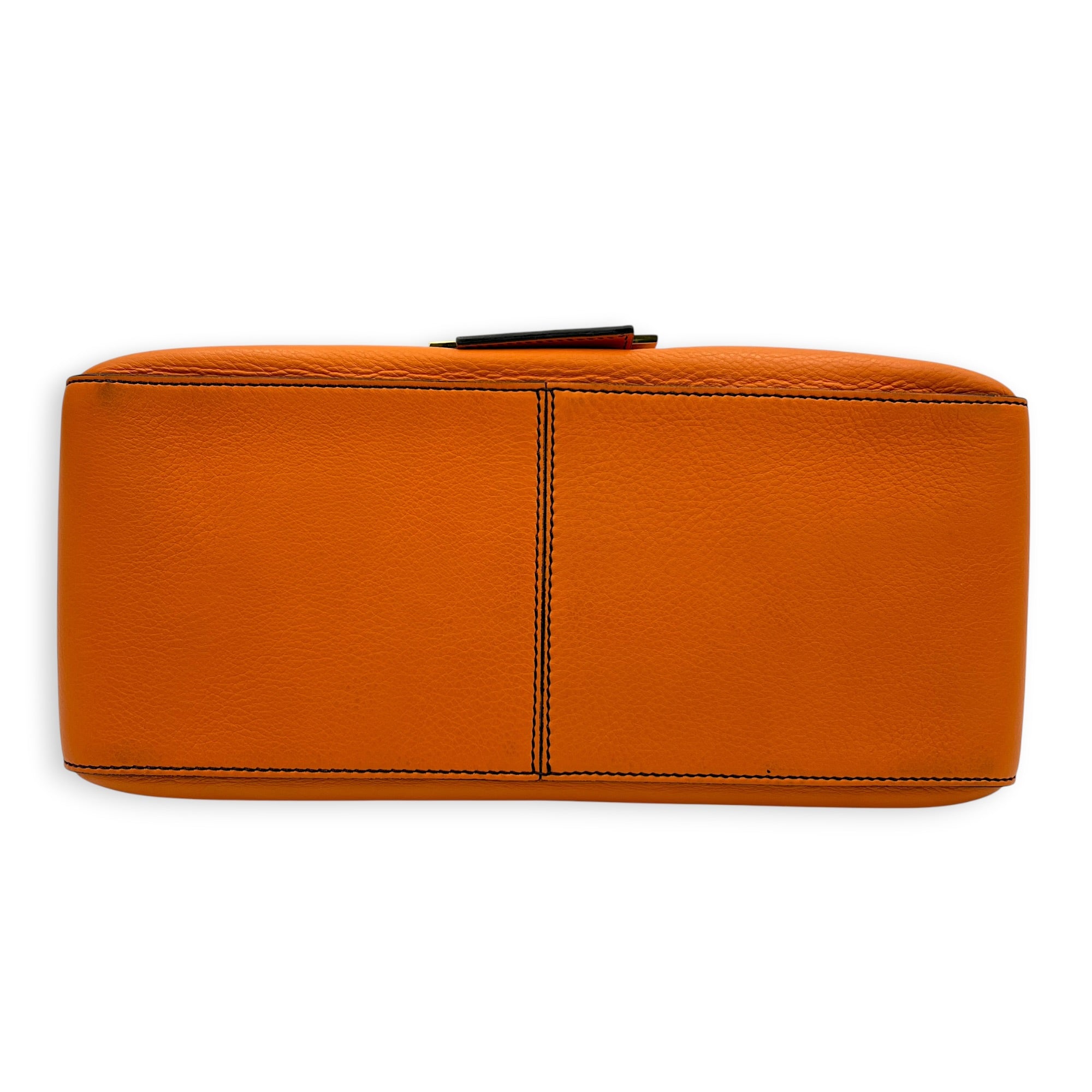 Mamma Forever Baguette Orange Shoulder Bag in Calfskin, Gold hardware