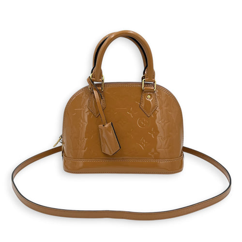 Alma Top Handle Bag BB Brown in Vernis Leather, Gold hardware