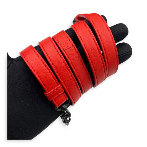 Intrecciato Top Handle Bag Red in Calfskin, Ruthenium hardware