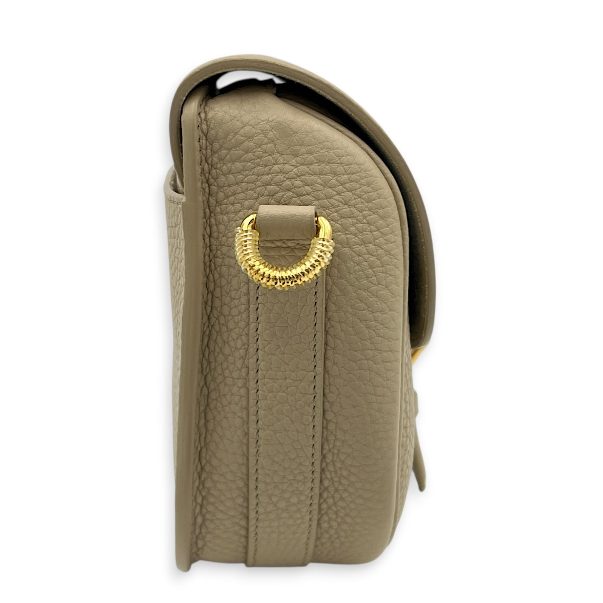 Bobby Crossbody Bag Medium Beige in Calfskin, Gold hardware