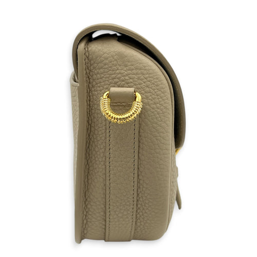 Bobby Crossbody Bag Medium Beige in Calfskin, Gold hardware