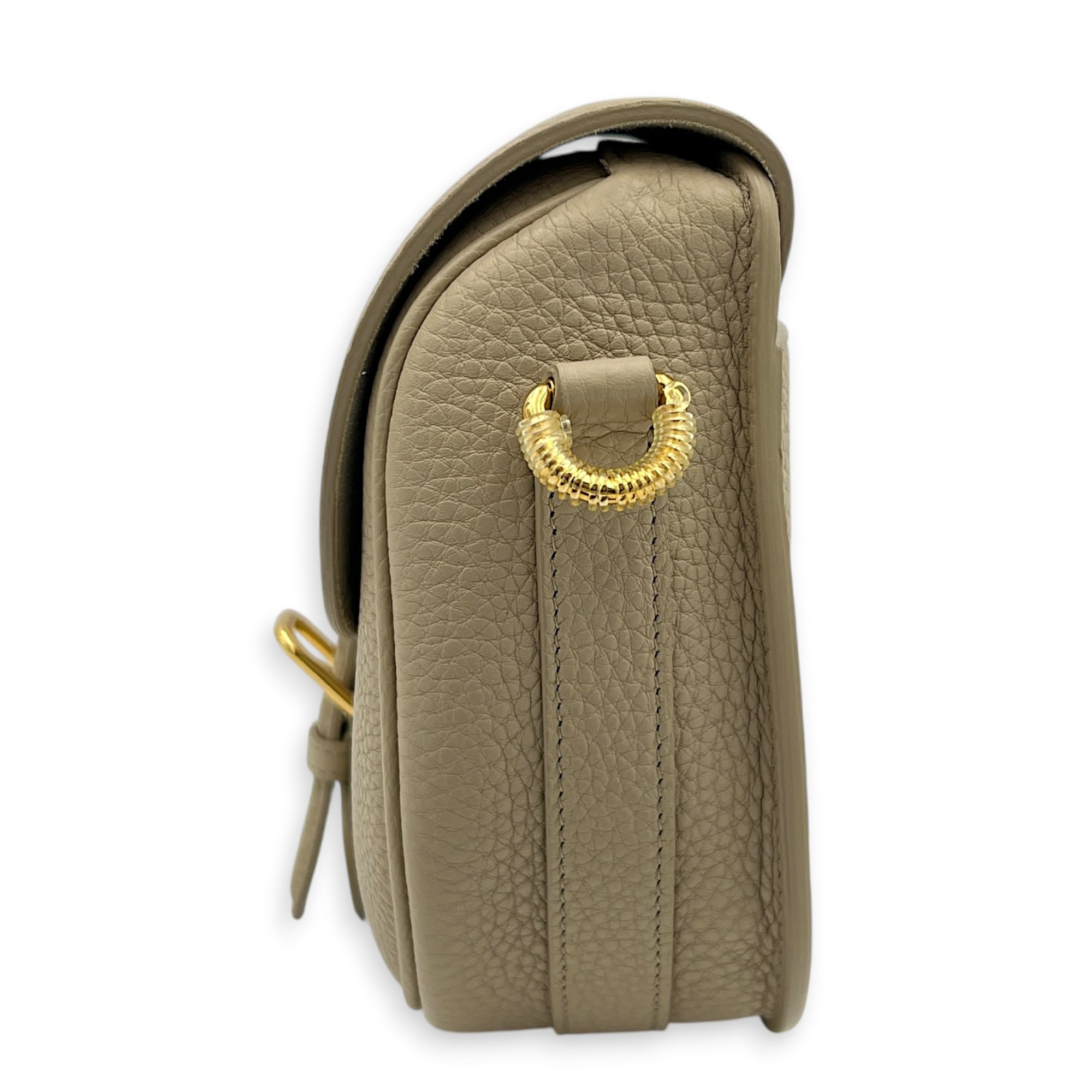 Bobby Crossbody Bag Medium Beige in Calfskin, Gold hardware