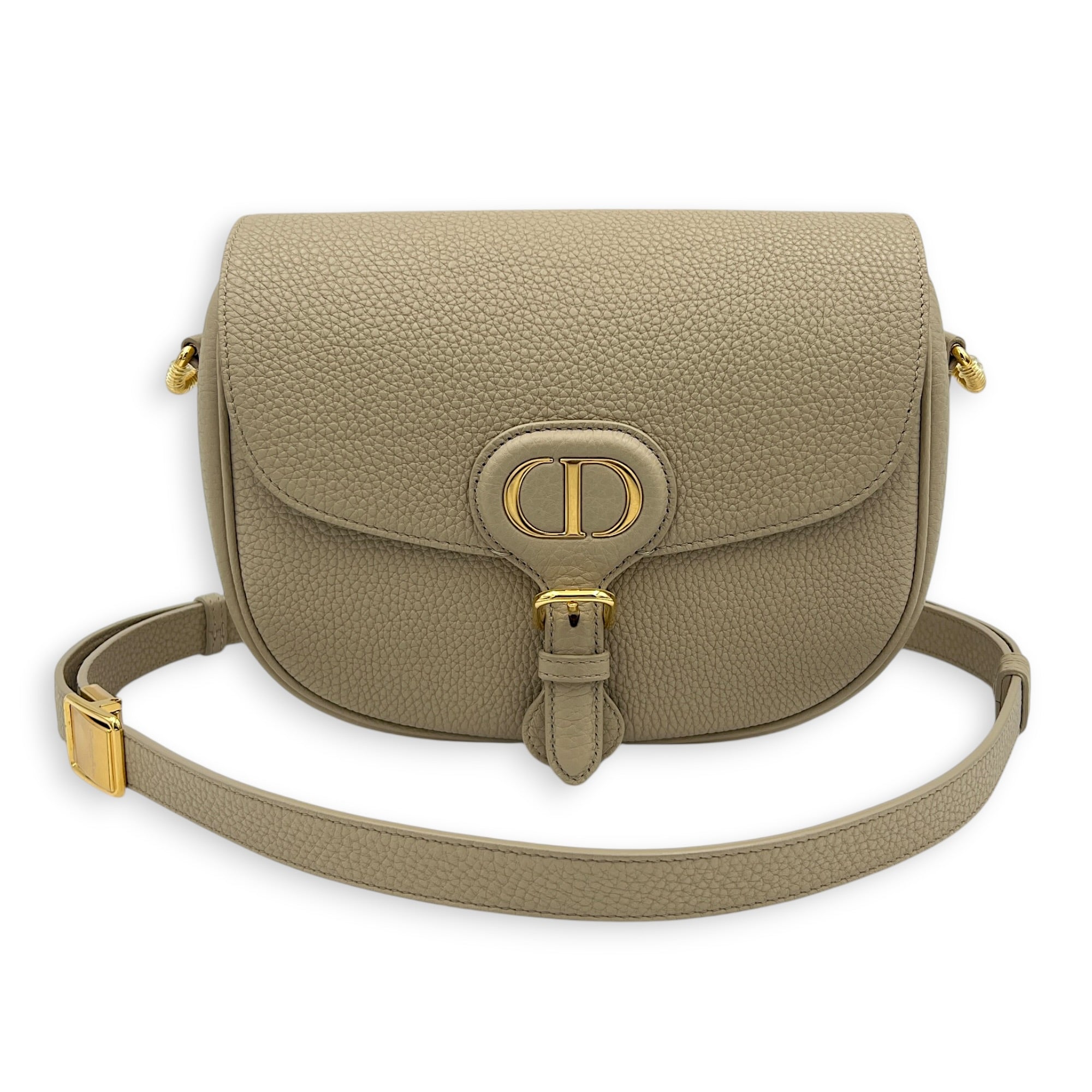 Bobby Crossbody Bag Medium Beige in Calfskin, Gold hardware