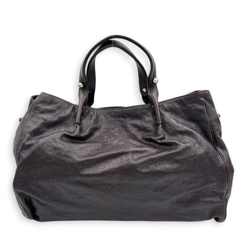 2.55 Top Handle Bag Brown in Caviar Leather, Silver hardware
