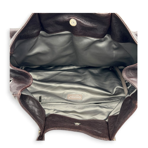 2.55 Top Handle Bag Brown in Caviar Leather, Silver hardware