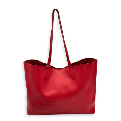 Cabas Red Tote Bag in Calfskin, Gold hardware