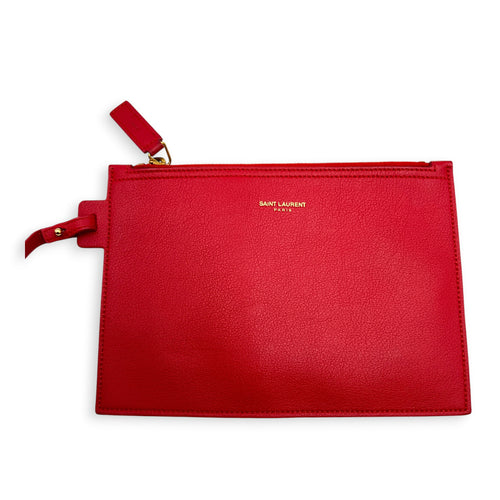 Cabas Red Tote Bag in Calfskin, Gold hardware